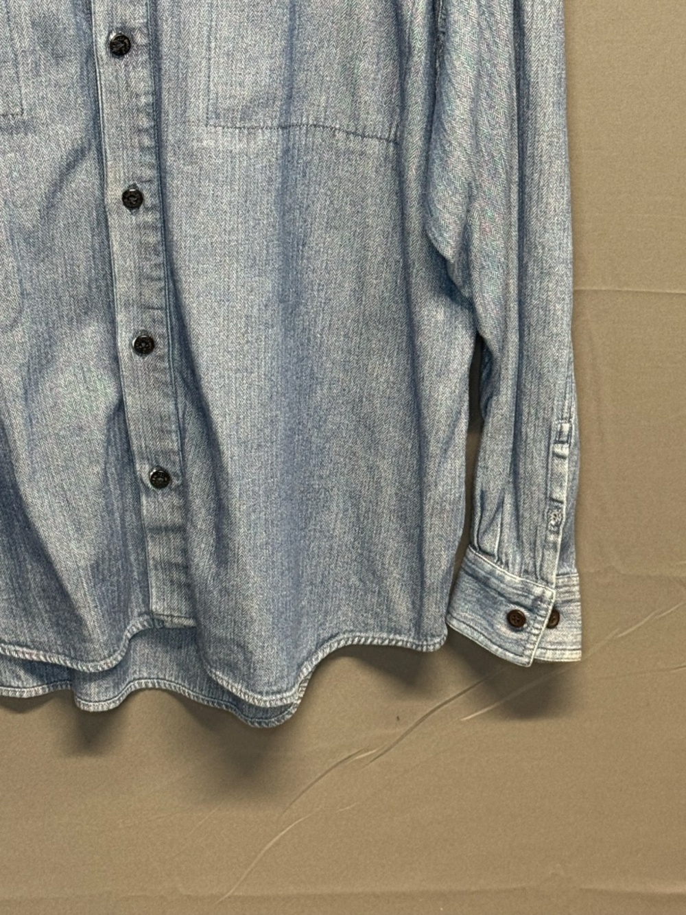 Vintage Harley Davidson Embroidered Denim Shirt XL Blue Herringbone Button Up - Picture 6 of 10